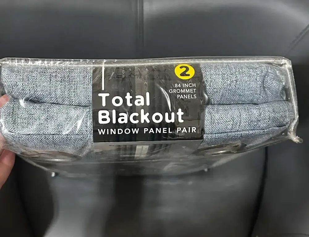 Total Blackout Window Panel Pair 84 Inch Grommet Panels Renwick Denim